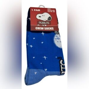 Peanuts Blue Snoopy Crew Socks1pack Adults Size 6-13